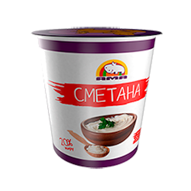 Сметана АМА 20%, 350г, стакан пластиковий